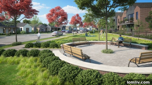 The resort-style swimming pool and communal lounge area, part of the luxury amenities at The Link Frisco’s new residential community.