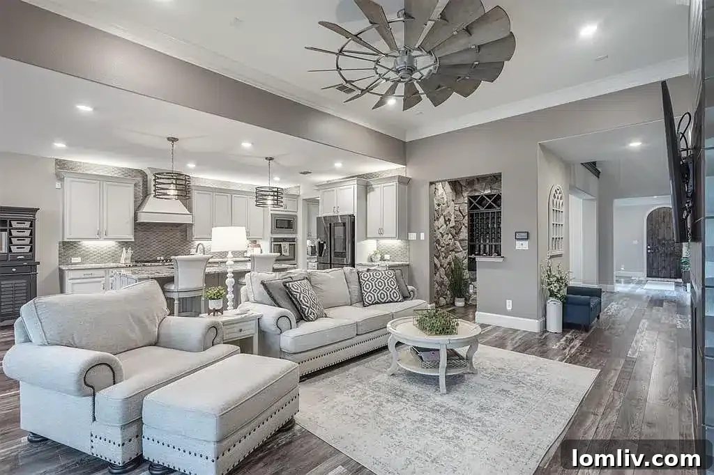 Spacious and elegantly furnished living area inside 8204 Bankside, The Colony