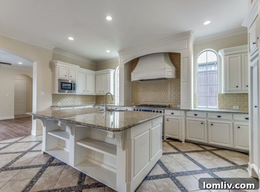 Gourmet kitchen with island and modern appliances