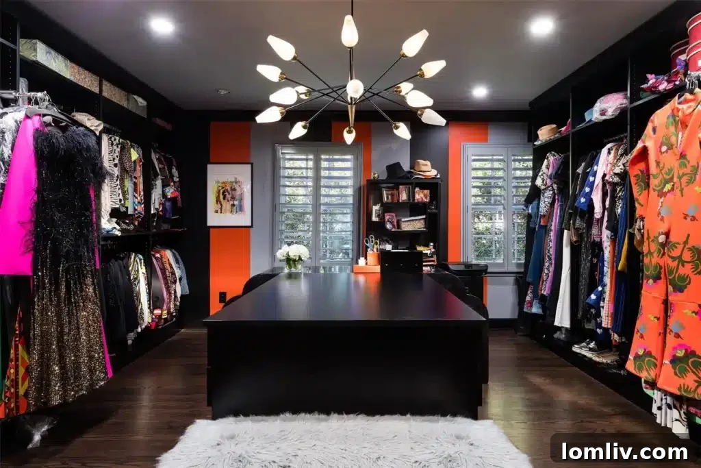 Dramatic all-black principal bathroom with elegant lighting and fixtures.