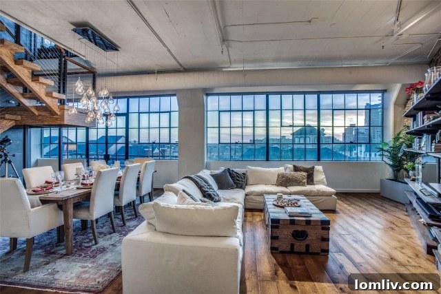 Stylish kitchen area within an open concept loft space