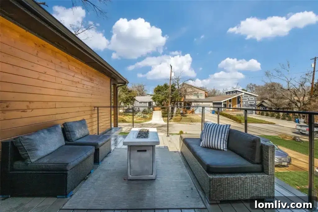 Second-story balcony offering outdoor space for relaxation or entertaining