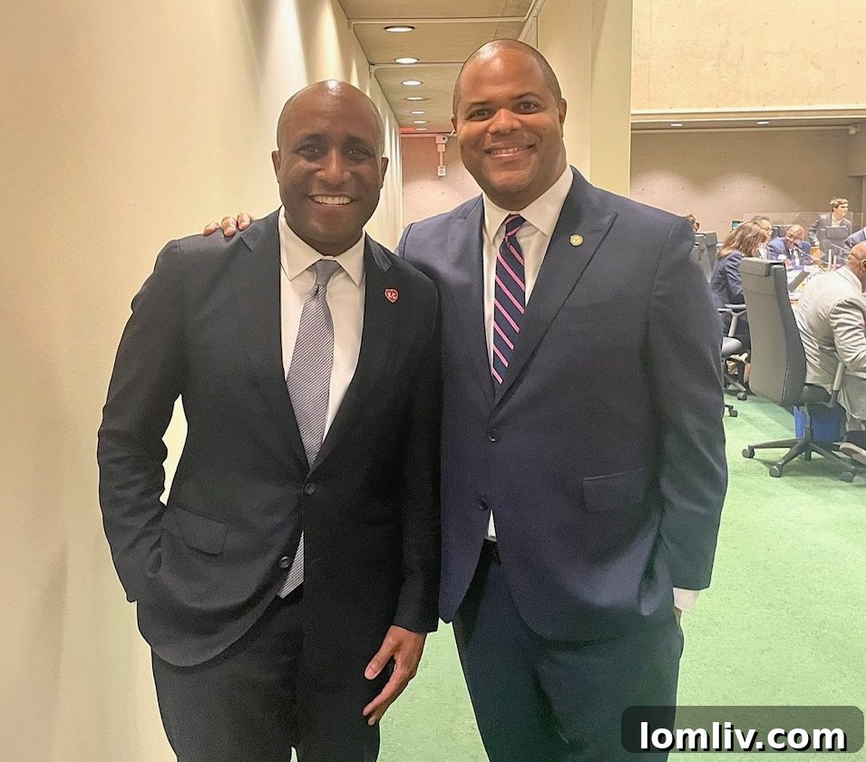 Kansas City Mayor Quinton Lucas and Dallas Mayor Eric Johnson in a cordial discussion at Dallas City Hall.