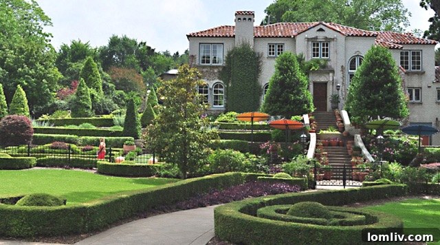 Historic Kessler Park Mansion, surrounded by mature trees and lush gardens.