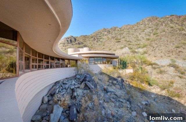Built-in shelving or cabinetry detail, showcasing Frank Lloyd Wright's integration of function and form in the Circular Sun House