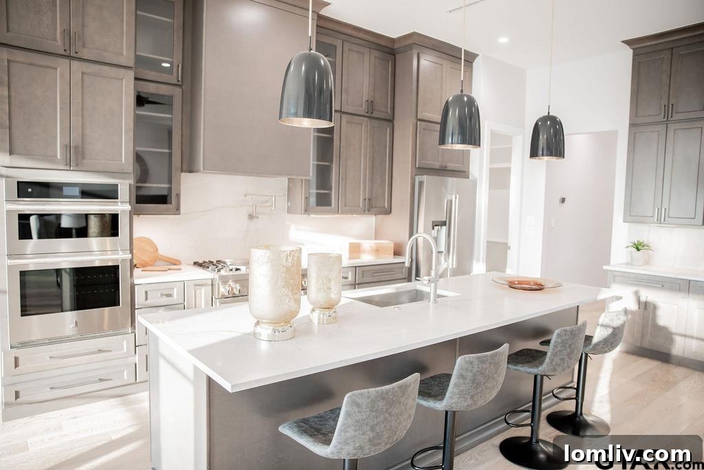 Modern open-concept living space with premium finishes and a view of the dining area