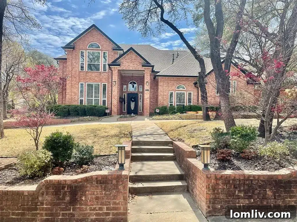 Elegant brick exterior of a Grapevine home near Parr Park