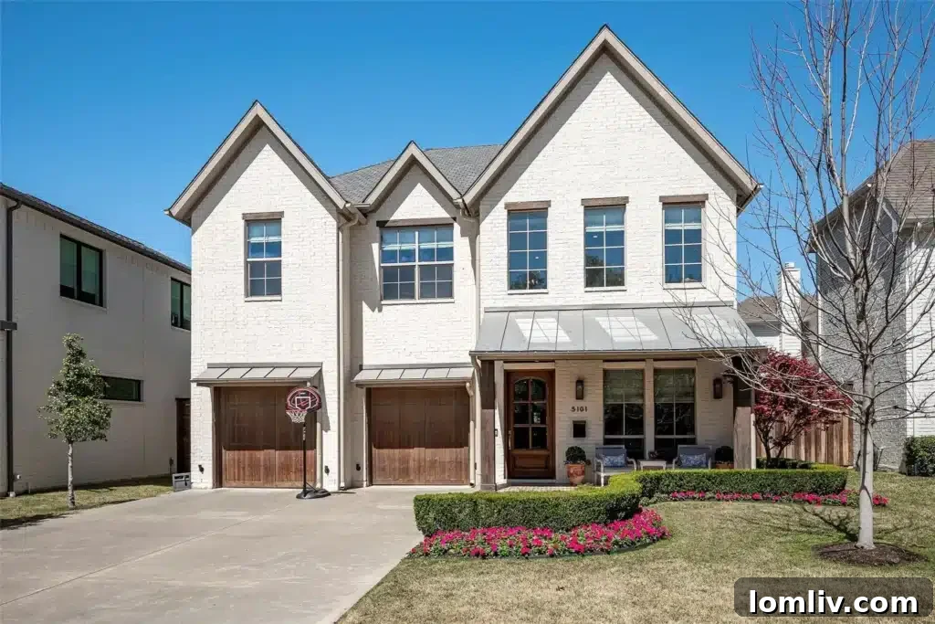 Charming front porch with space for seating at a Dallas home