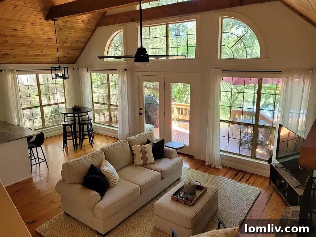 Spacious wrap-around deck overlooking the serene lake