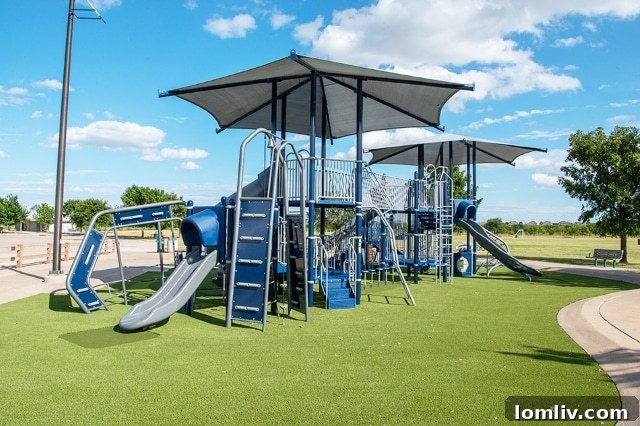 Modern splash pad area at Webb Community Park, popular with kids