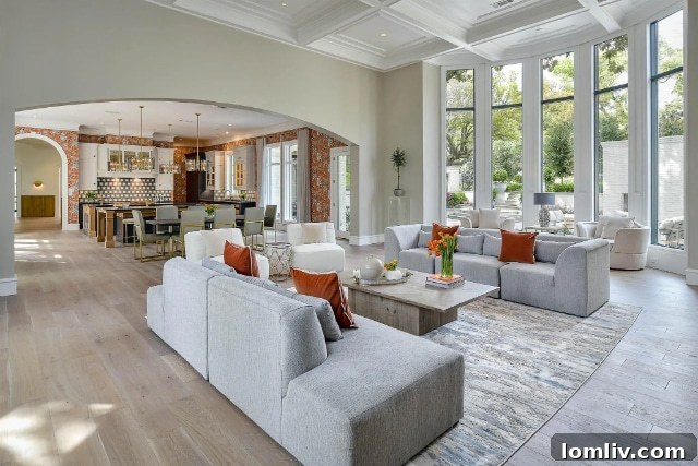 Spacious luxury kitchen with modern appliances and natural light