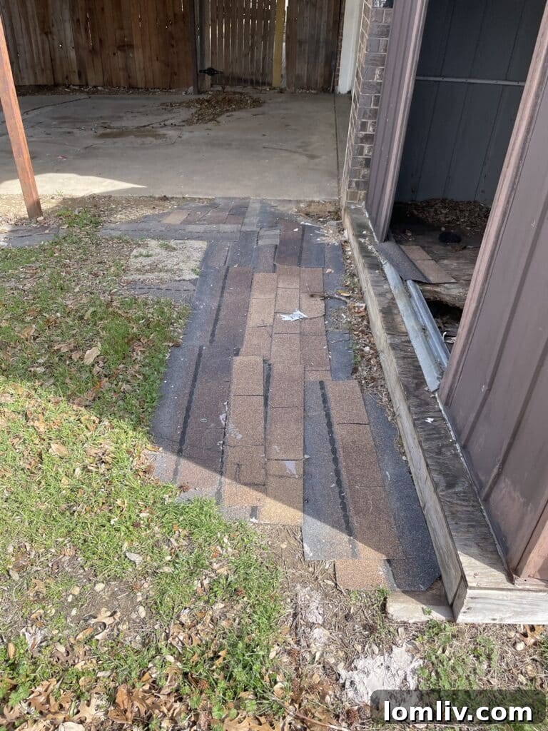 Smart Home Improvements: Avoid Regrets, Maximize Value 3 DIY home improvement fail: Sidewalk made from roof shingles, an example of using wrong materials for a walkway