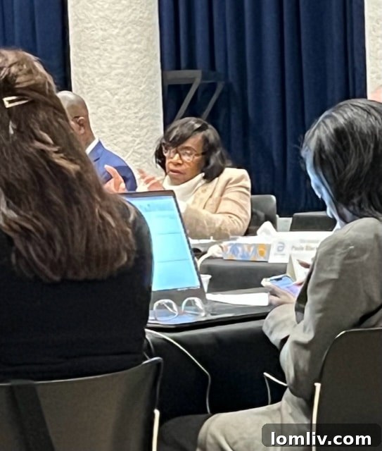 Carolyn King Arnold, Mayor Pro Tem, reflects on community needs during the Dallas City Council vision session, emphasizing the importance of resident input.
