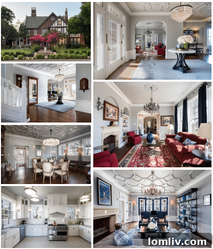 A detailed view of the Jacobethan home at 6243 LaVista Drive, showcasing its intricate brickwork and architectural style.