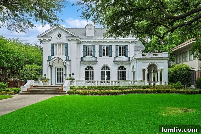 The grand Mediterranean villa at 5314 Swiss Avenue, highlighting its unique architectural blend.