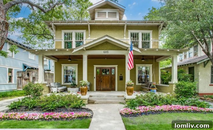 The Craftsman home at 6015 Bryan Parkway, known for its robust architecture and significant preservation story.