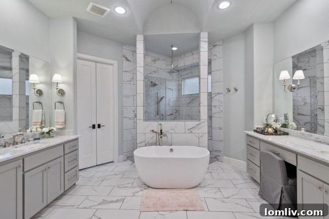 Spacious primary bedroom with a cozy fireplace, offering a private retreat in this luxury Heath home