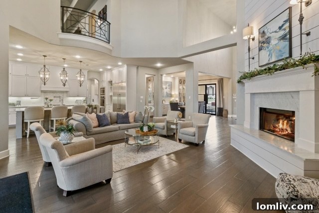 Modern interior design elements including dark hardwood floors and vaulted ceilings, showcasing the transitional style of this Dallas luxury home