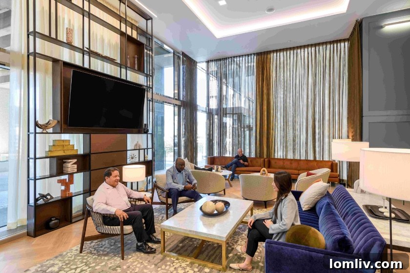 Glenstar Unveils Revitalized Premier Place Near Mockingbird Station 3 Premier Place Dallas modern lobby and meeting area