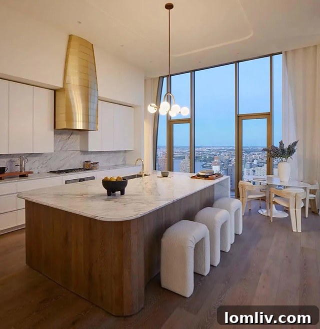 Spacious penthouse room with minimalist decor and large windows