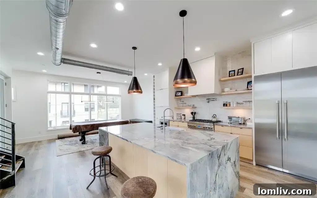 Modern Townhome with Exposed Ductwork Ceiling