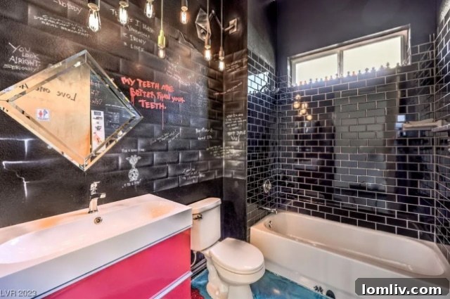 Bathroom mirror with an encouraging graffiti message