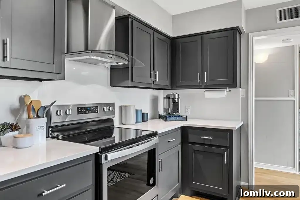 Modern, Fully Equipped Kitchen with Lake Views