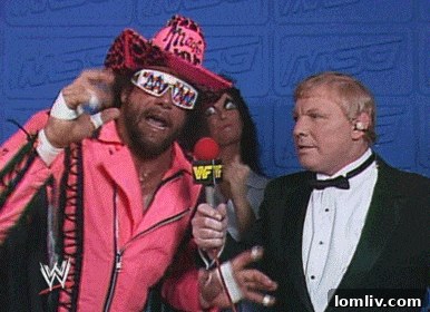 macho man randy savage thinking pose