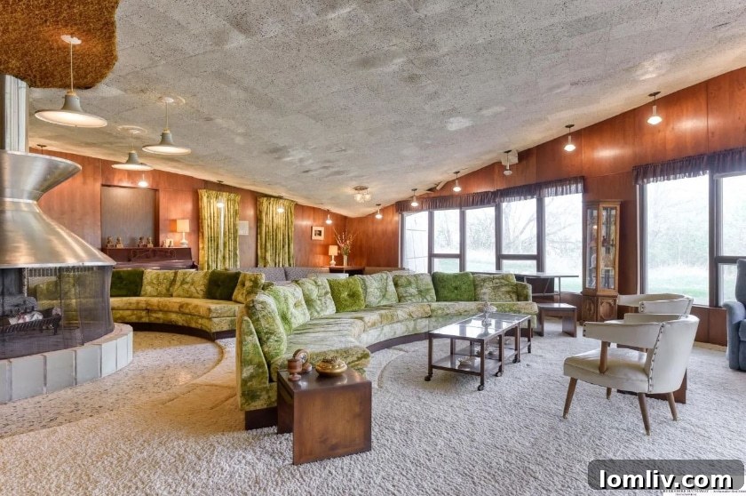 midcentury modern interior fireplace