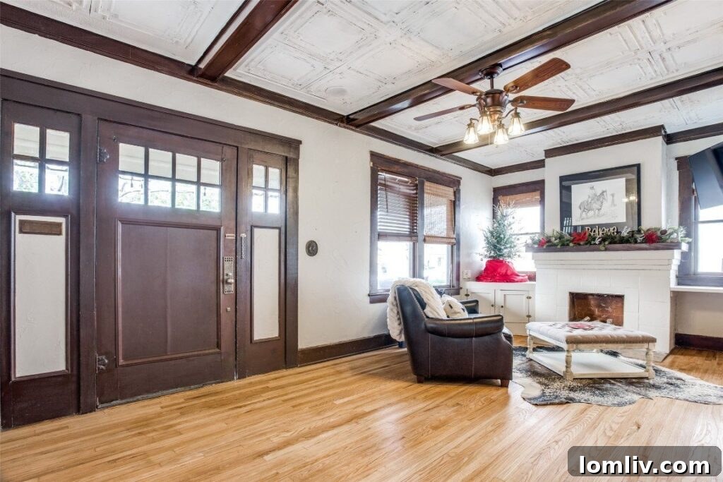 Historic Home Interior - Preserved Millwork and Beamed Ceilings