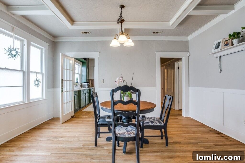 Elegant Dining Room - Coffered Ceiling and Wainscoting