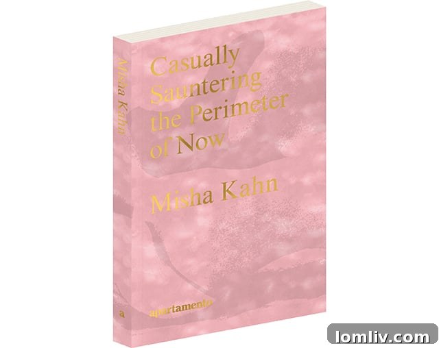 The vibrant and whimsical cover of Misha Kahn's 'Casually Sauntering the Perimeter of Now,' hinting at his unconventional design world.