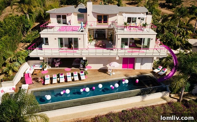 A more contemporary Barbie Dreamhouse design, showcasing modern architectural features and vibrant colors.