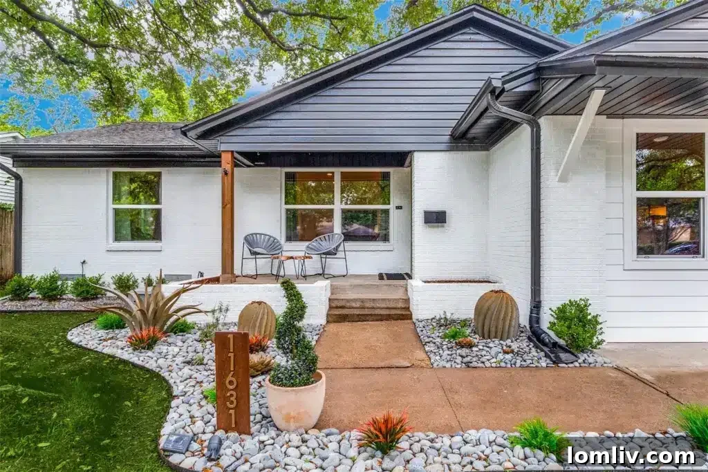 Charming exterior of a remodeled Lochwood home in East Dallas