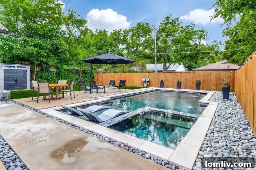 Jaw-dropping backyard with an exquisite pool and spa