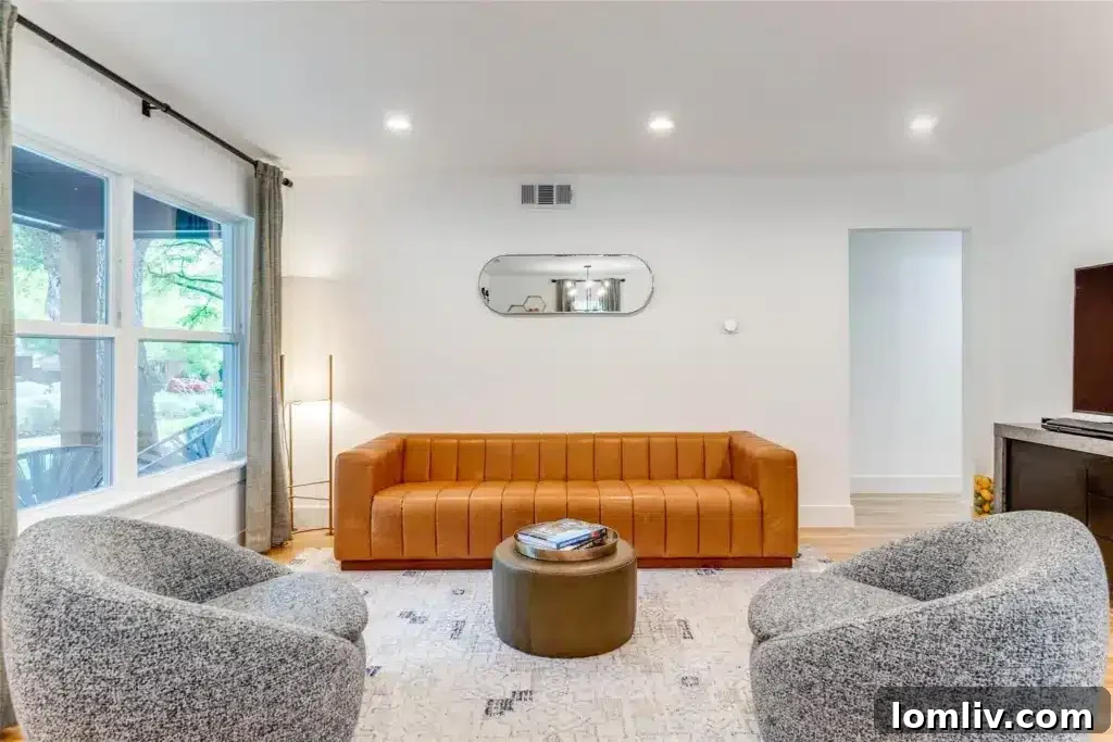 Seamless transition from living room to dining area