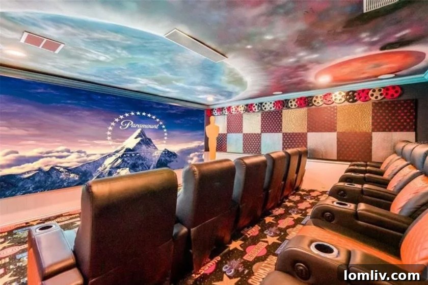 Hollywood, movies, Florida - Entrance to the lavish private cinema within the mansion.