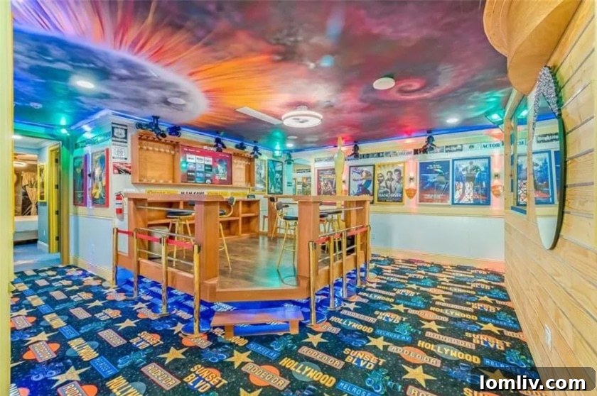 Hollywood, movies, Florida - Room adorned with classic movie posters, a unique lounge space.