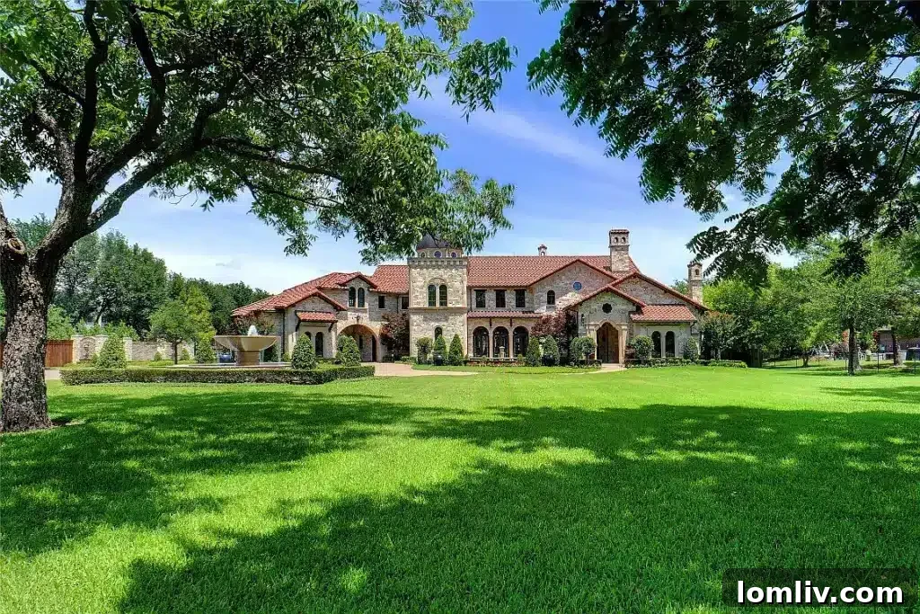A large luxury home on Montclair Drive in Colleyville, emphasizing the contrast with the skinny lot.