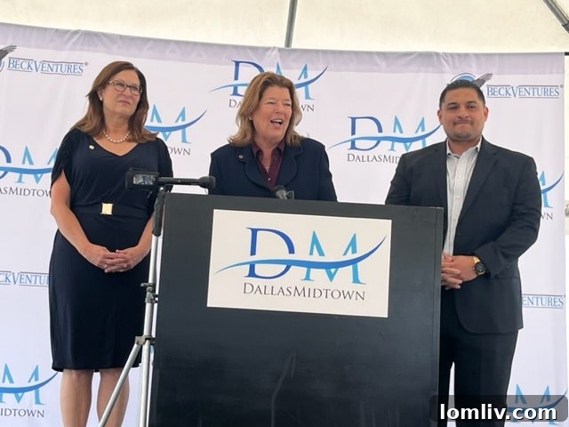 Dallas City Council members Gay Donnell Willis, Jaynie Schultz, and Jaime Resendez at the Dallas Midtown announcement