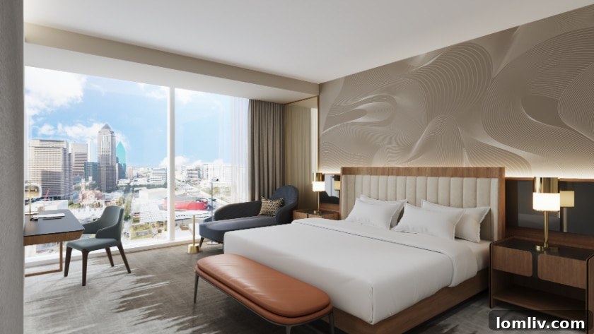 Guest rooms at JW Marriott Dallas Arts District Hotel