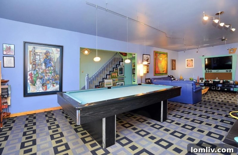 Family room with pool table