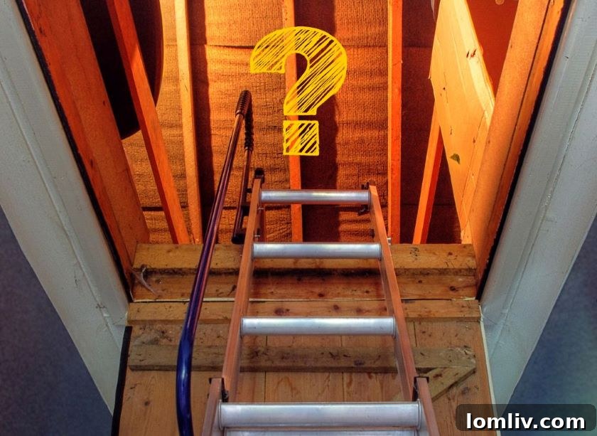 Residential attic space showing insulation and wooden beams