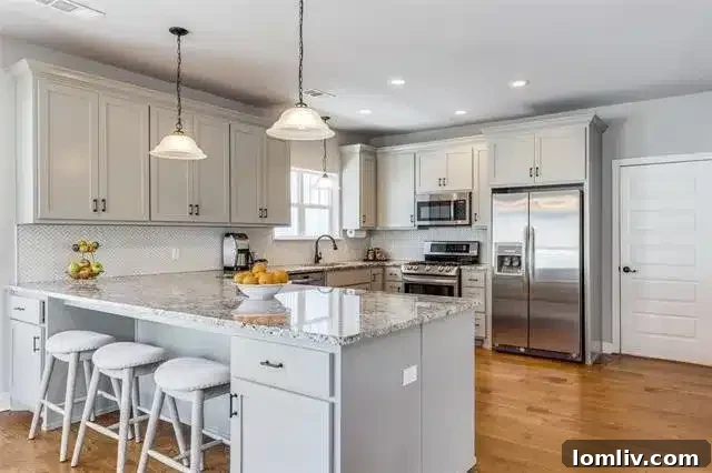 Spacious and modern kitchen in McKinney featuring ample storage solutions.