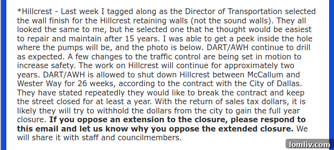 Newsletter graphic showing Hillcrest rail crossing update from District 12 Council Member Cara Mendelsohn