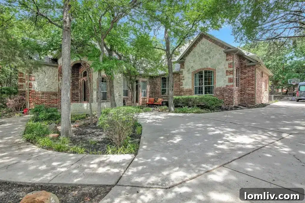 Stunning custom home in Seis Lagos, Wylie TX with unique architecture and lush surroundings