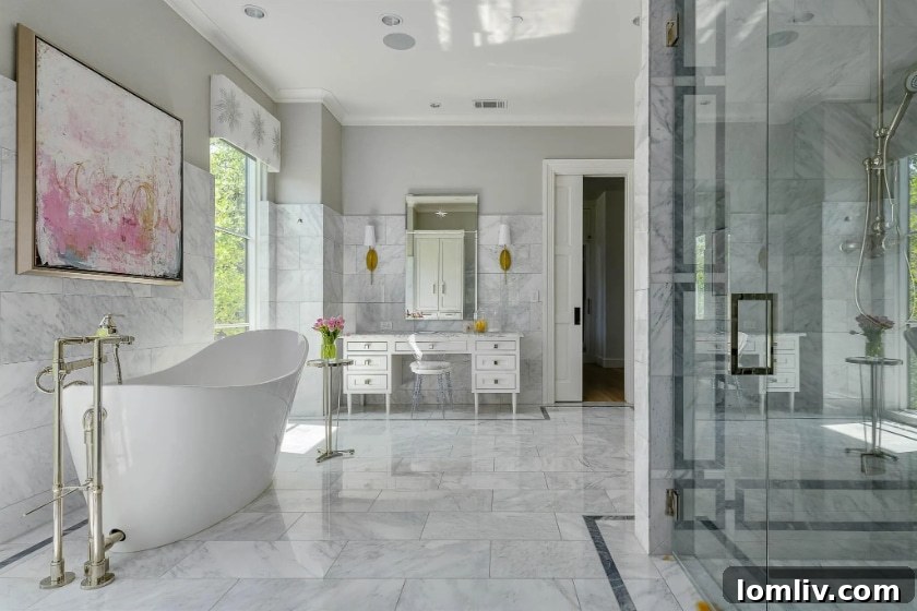 Traci Connell Redefines Luxury in This Modern Mediterranean 18 Modern Mediterranean powder room with unique wallpaper