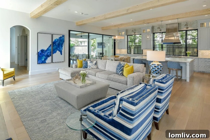 Traci Connell Redefines Luxury in This Modern Mediterranean 10 Modern Mediterranean living room with a grand fireplace