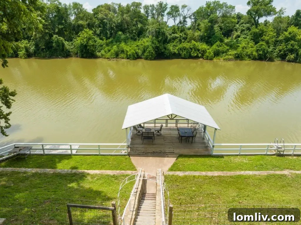 Aerial view of the private boat dock and ramp on Brazos River