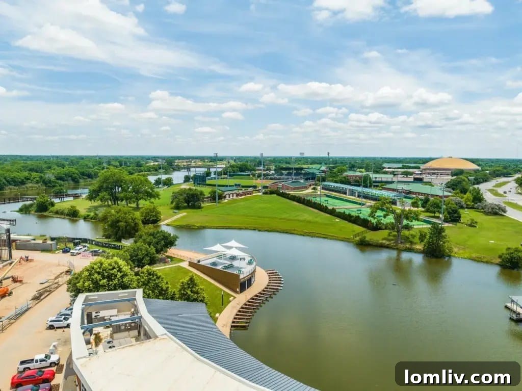 The Brazos River flowing through downtown Waco